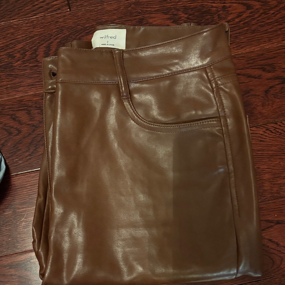 Aritzia Melina Wilfred Brown Leather Pants